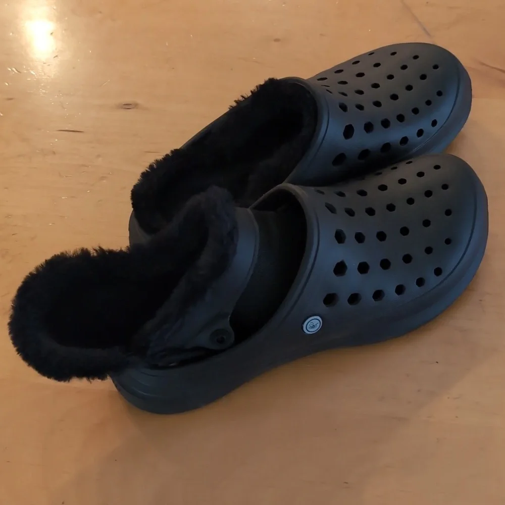 Joybees NWOT Unisex Sz9W Sz7M Black Cozy Clogs Faux Fur Lined - Picture 3 of 10